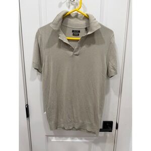 Porter & Ash Men's Beige‎ Knit Polo Shirt Short Sleeve Fine Quality Size L